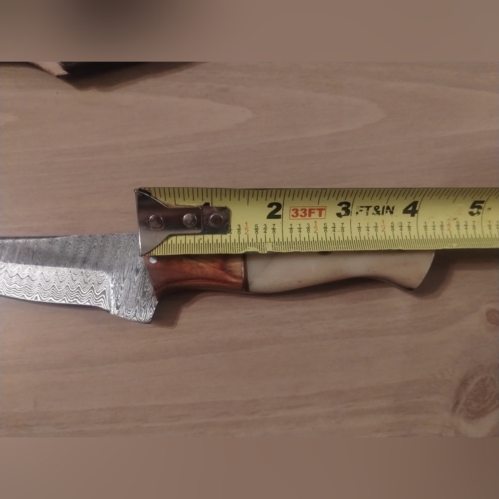 New Men's Damascus Steel Blade Hunting Knife With Sheath - Picture 10 of 10